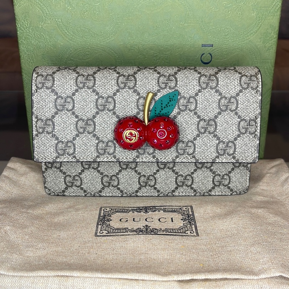 Brand New Gucci GG Supreme Mini Cherry Bag
